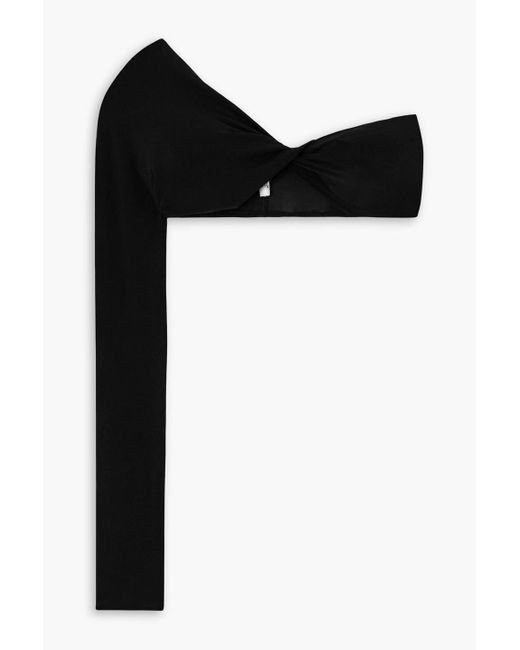 Courreges Black Cropped One-Sleeve Twist-Front Jersey Top