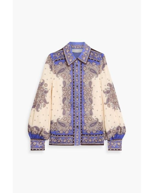 Zimmermann White Paisley-Print Ramie Shirt