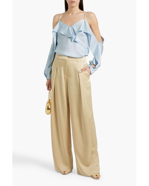 Jonathan Simkhai Natural Mercer Satin-crepe Wide-leg Pants
