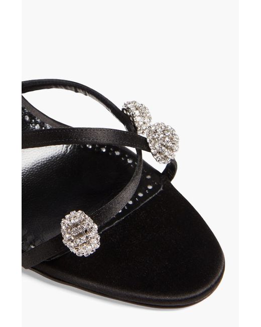 Manolo Blahnik Metallic Crystal-embellished Satin Sandals