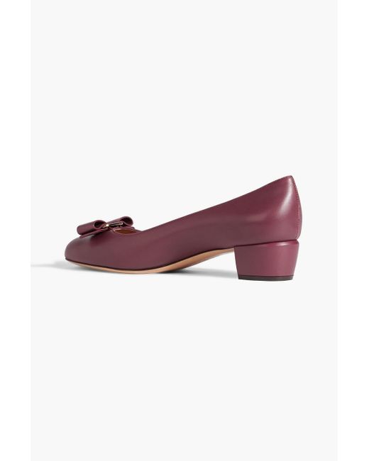 Ferragamo Red Vara Bow-detailed Faux Leather Pumps