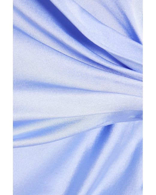 T By Alexander Wang Blue Twist-front Silk-satin Mini Shirt Dress
