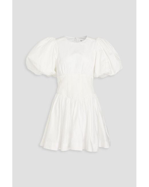 Aje. White Gianna Gathered Cotton-poplin Mini Dress