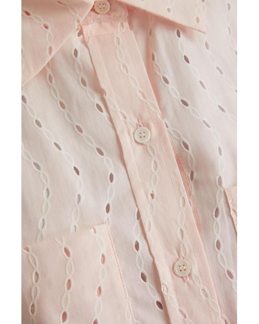 Maje Pink Broderie Anglaise Cotton Shirt
