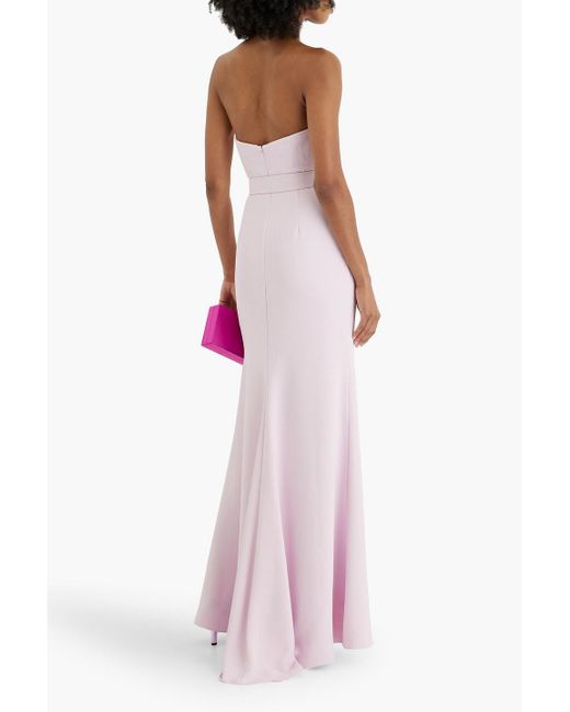 Badgley Mischka Pink Strapless Belted Crepe Gown