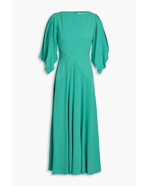 Roksanda Green Cold-shoulder Draped Crepe Midi Dress