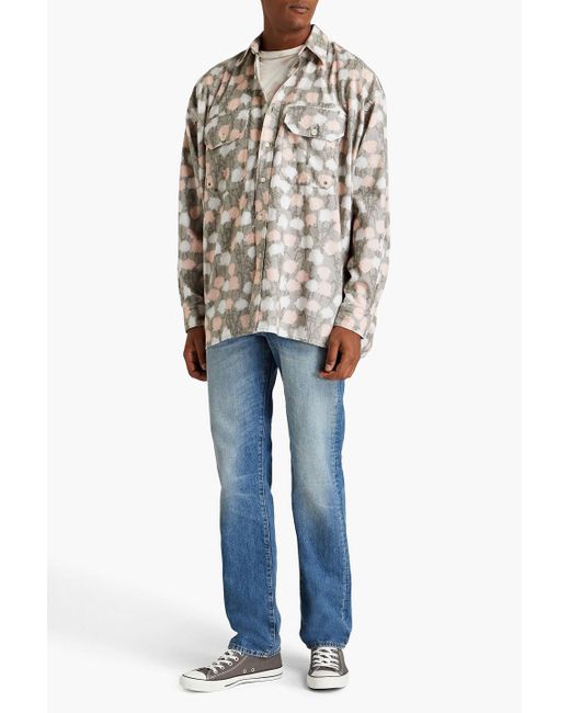 Acne White Printed Cotton-flannel Shirt for men