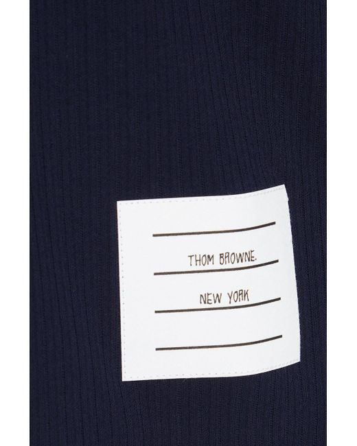 Thom Browne Blue Striped Ribbed Cotton-jersey Polo Shirt