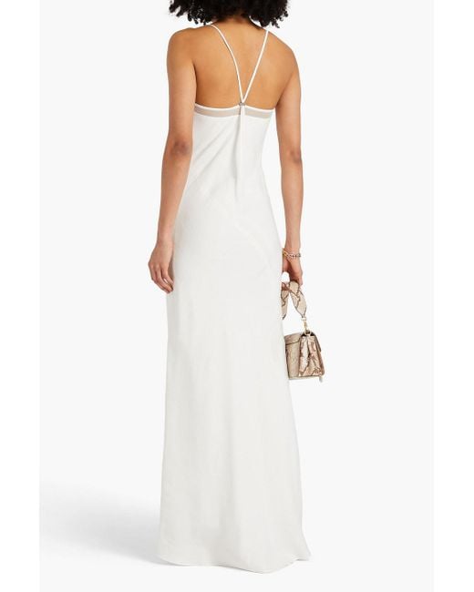 Brunello Cucinelli White Bead-embellished Twill Maxi Dress