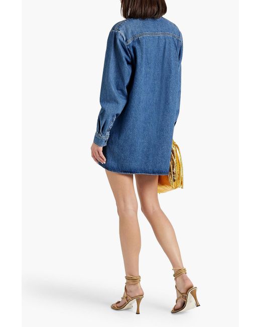 FRAME Blue Denim Mini Shirt Dress