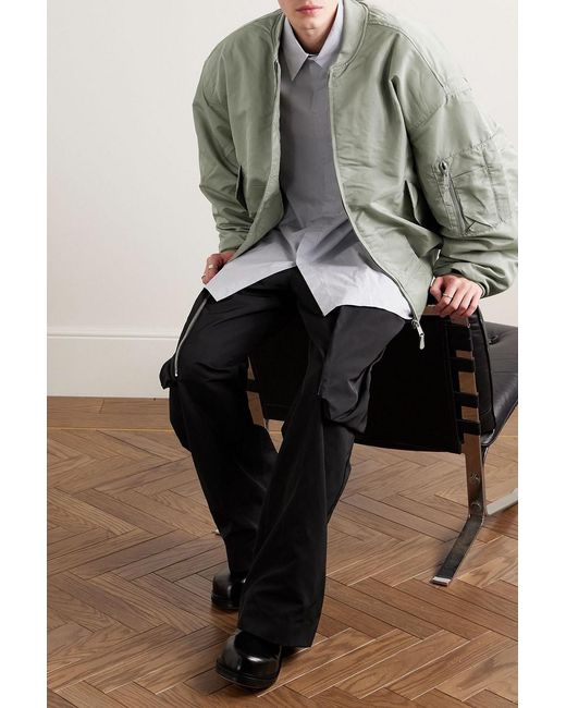 Entire studios Green Broad Oversized Satin Bomber Jacket for men