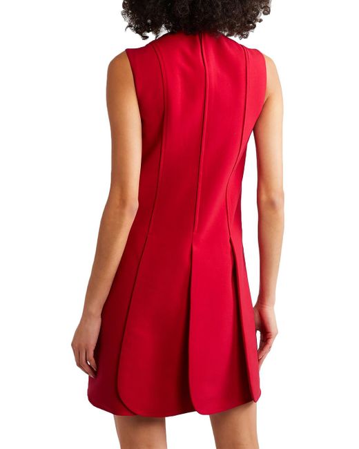 Valentino Garavani Red Pleated Wool-blend Crepe Mini Dress
