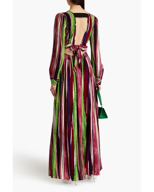 Diane von Furstenberg Red Jenifer Cutout Printed Crepe Maxi Dress