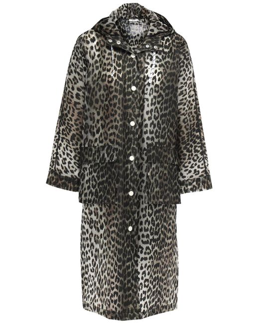 Ganni Multicolor Leopard-print Pvc Hooded Raincoat Animal Print