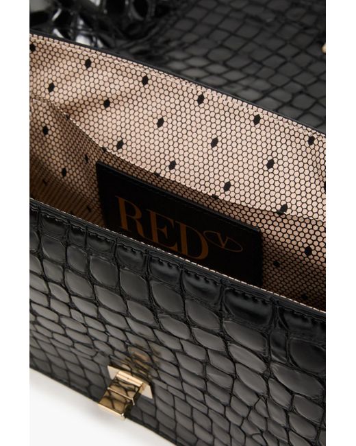 Red(v) Black Rock Ruffles Croc-effect Leather Shoulder Bag