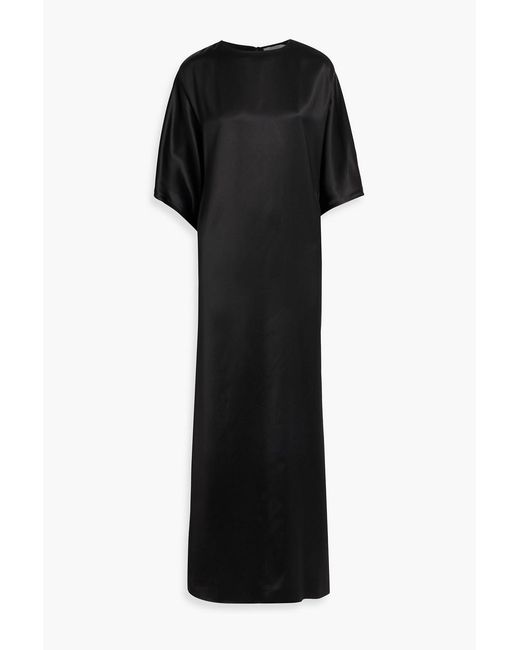 FFORME Black Devora Draped Satin Maxi Dress