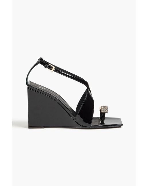 Giuseppe Zanotti Black Nihao Crystal-embellished Patent-leather Wedge Sandals
