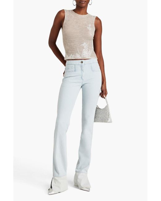 16Arlington White Hose mit geradem bein aus crêpe mit falten