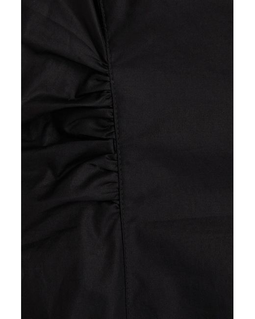 FRAME Black Cutout Cotton-blend Poplin Midi Dress