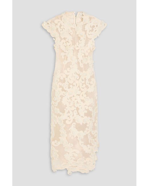 Zimmermann Natural Velvet And Tulle Midi Dress