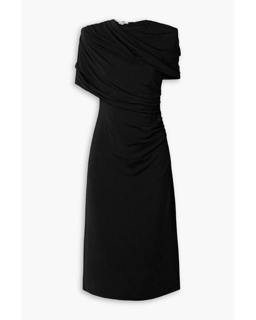 Stella McCartney Black Draped Cape-Effect Stretch-Jersey Midi Dress