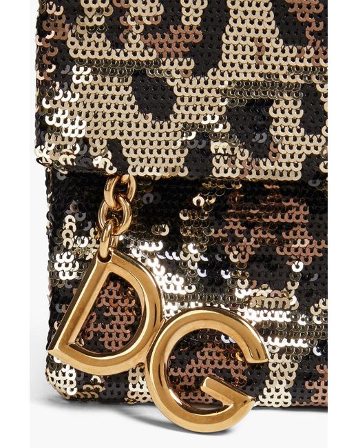 Dolce & Gabbana Black Kuvert-clutch aus satin mit leopardenprint und metallic-effekt