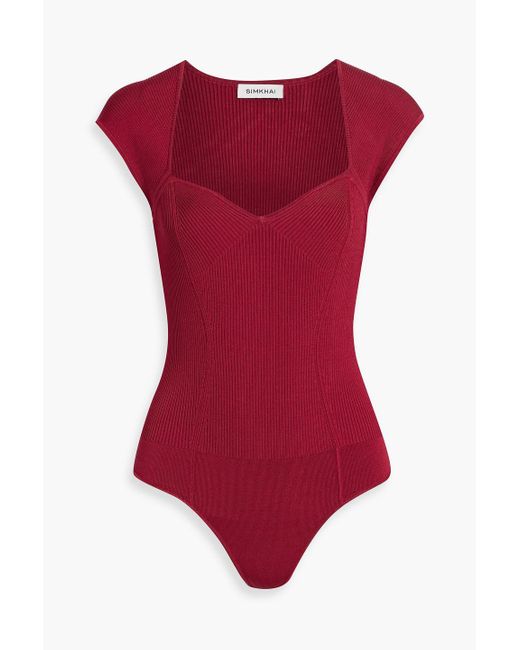 Jonathan Simkhai Red Barbara body aus rippstrick