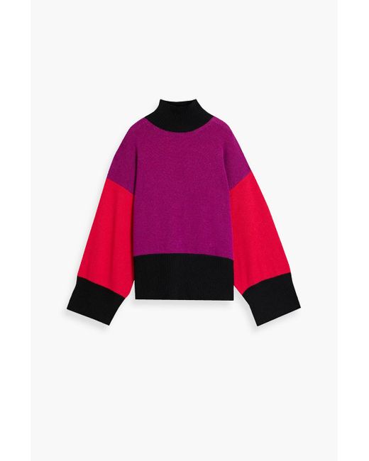 Marni Red Color-block Cashmere Turtleneck Sweater