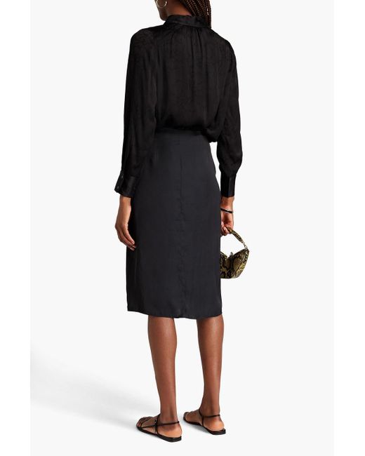 Ba&sh Black Jupe Matthews Ruched Satin Skirt