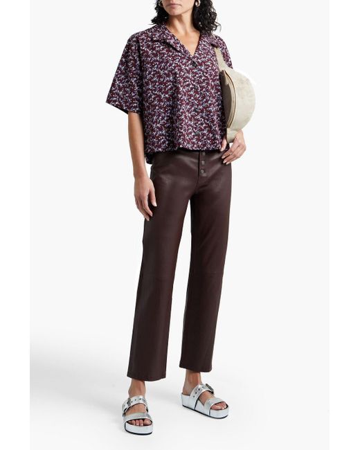 Rag & Bone Purple Reed Floral-Print Stretch-Cotton Poplin Shirt