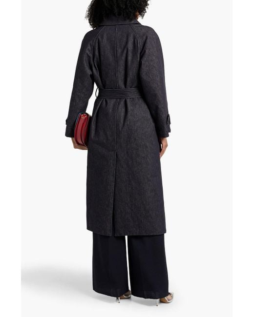 Brunello Cucinelli Black Bead-Embellished Denim Trench Coat