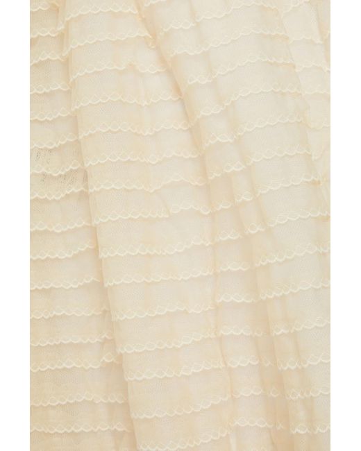 RED Valentino Natural Tiered Scalloped Tulle Mini Dress