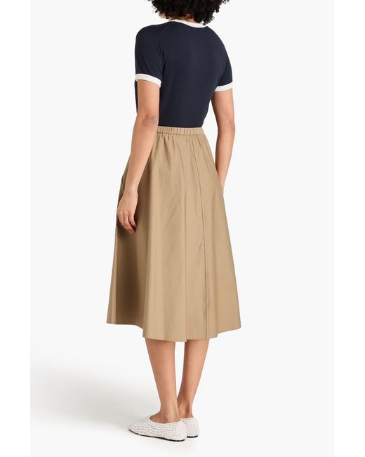 Vince Natural Cotton-Blend Twill Midi Skirt