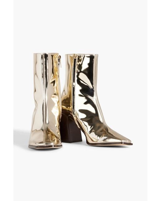 Jimmy Choo White Bryelle 85 Mirrored-leather Ankle Boots