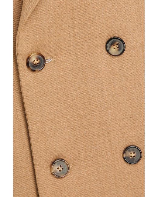 Wardrobe NYC Natural Double-Breasted Wool-Blend Flannel Blazer