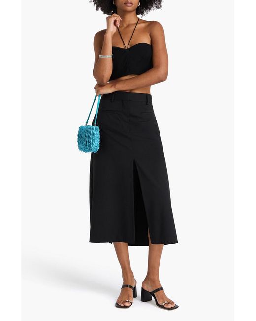 Staud Black Kyra Cropped Ottoman Halterneck Top