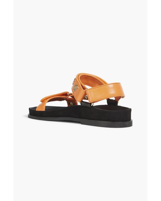 Sandro Orange Nelias Eyelet-embellished Leather Slingback Sandals