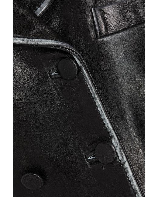 Sandro Black Cropped Leather Blazer