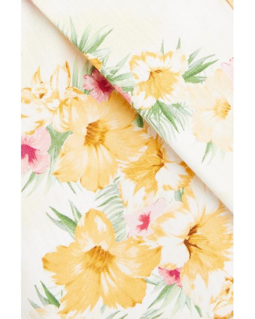 Maje Metallic Pleated Floral-print Cotton Shorts