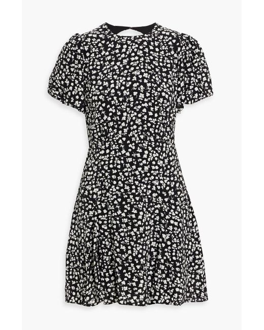 Solid & Striped Black The Gael Cutout Printed Crepe Mini Dress