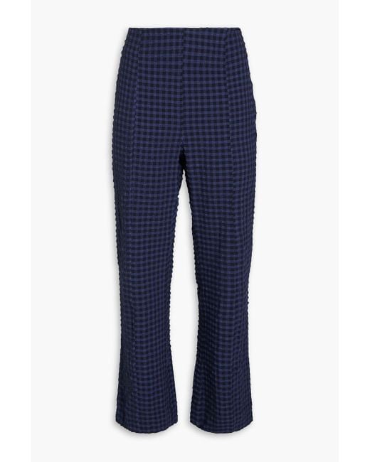 Ganni Blue Seersucker Straight-leg Pants