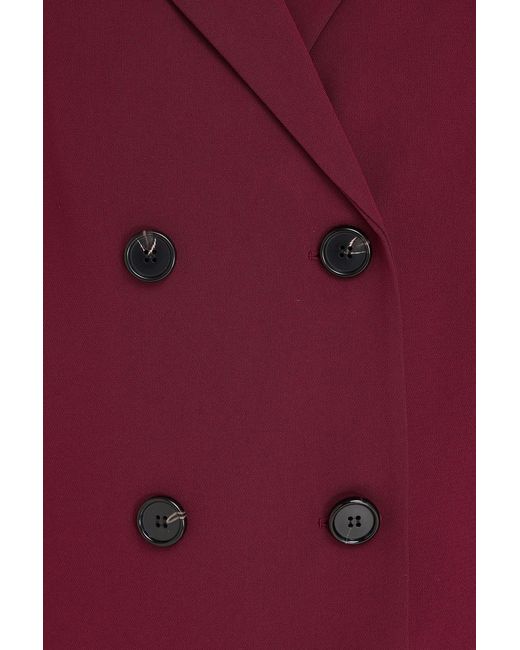 Theory Red Cropped Double-breasted Crepe Blazer