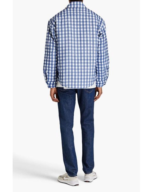 Jacquemus Blue Embroidered Checked Crepe Overshirt for men
