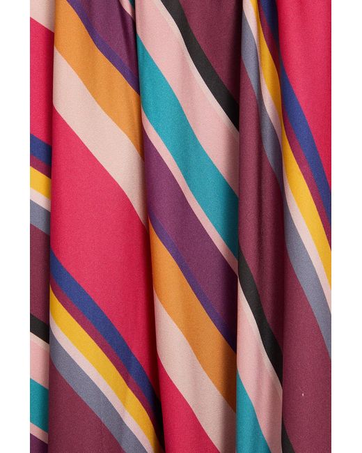Zimmermann Red Belted Striped Silk-Twill Maxi Skirt