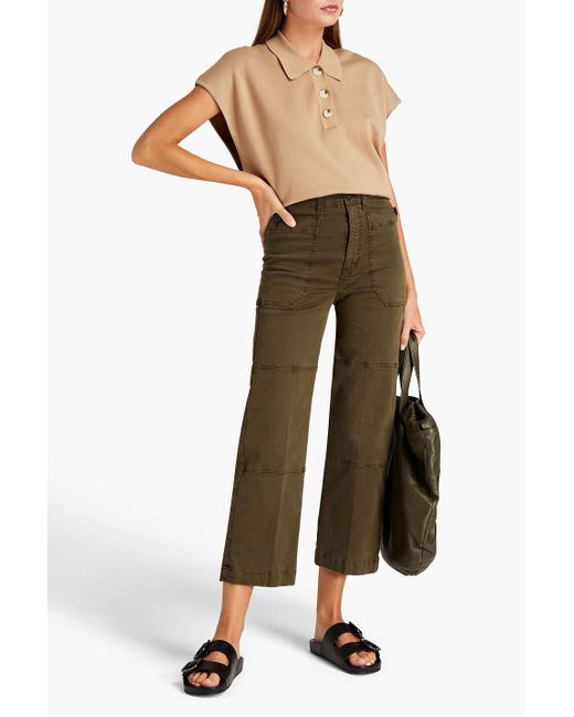 FRAME Green Cropped Stretch-cotton Twill Cargo Pants
