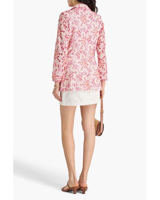 Charo Ruiz Pink Kora Broderie Anglaise Cotton-Blend Blazer