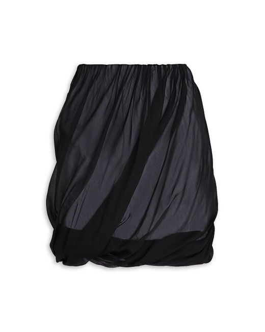 Helmut Lang Black Drapierter minirock aus seidenchiffon
