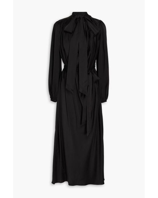 Zimmermann Black Pussy-bow Silk-satin Midi Dress