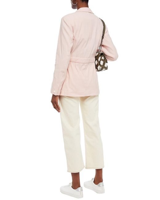 Rag & Bone Pink Cameron Belted Linen-blend Canvas Blazer