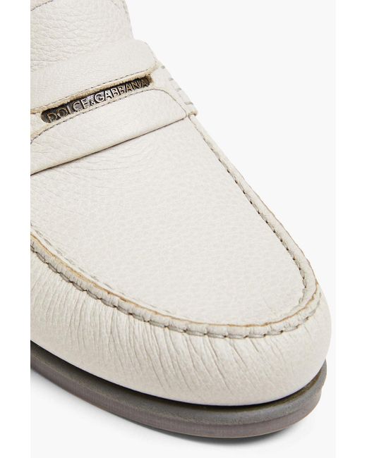 Dolce & Gabbana White Pebbled-leather Driving Shoes for men